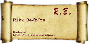 Rikk Beáta névjegykártya